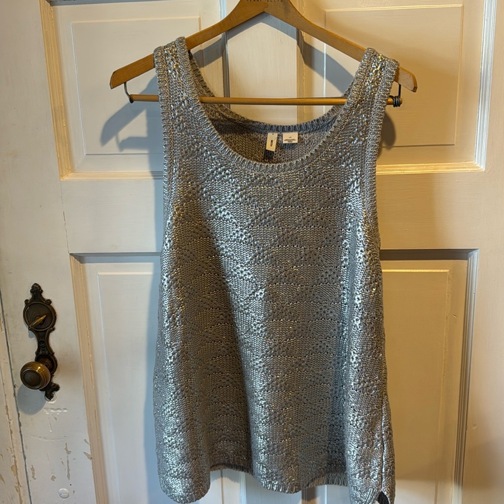 Anthropologie Moth brand silvery sleeveless sweater.
